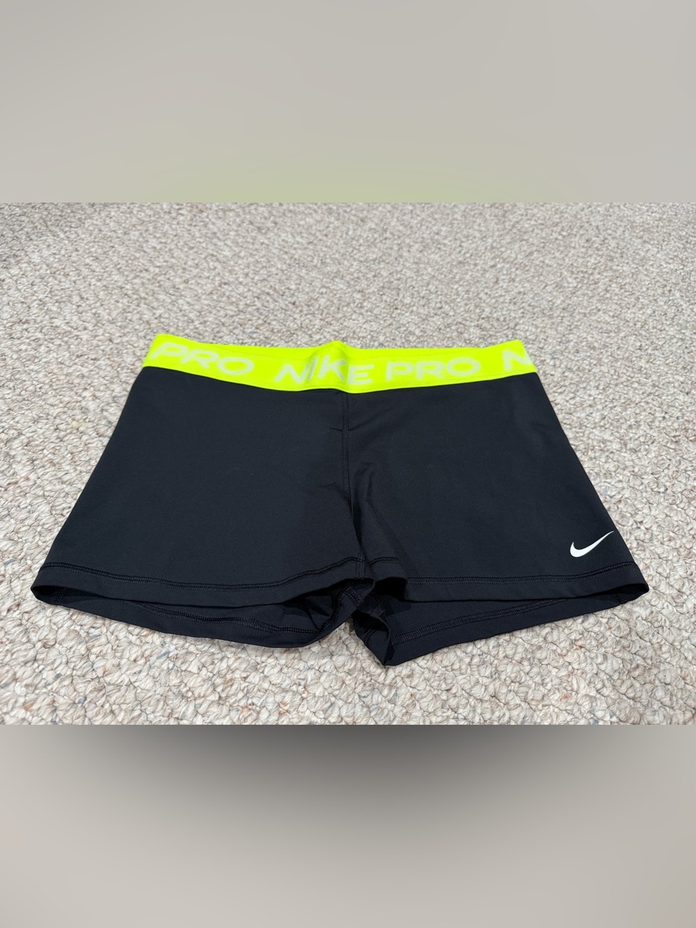 Nike Black Bike Shorts with Neon Yellow Waistband